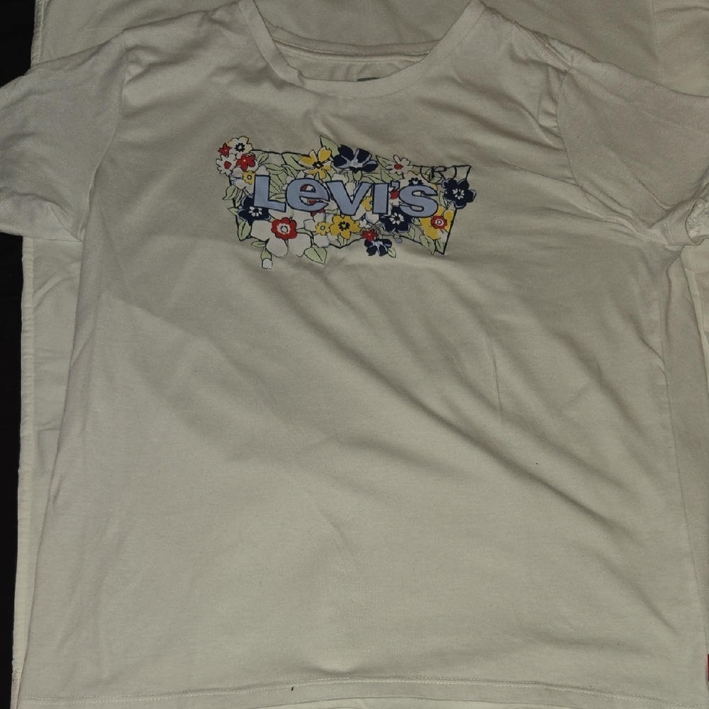 Levi's Kids White Tee with Floral Accents